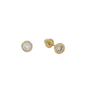 10k Solid Gold 5mm Round Single CZ Studs