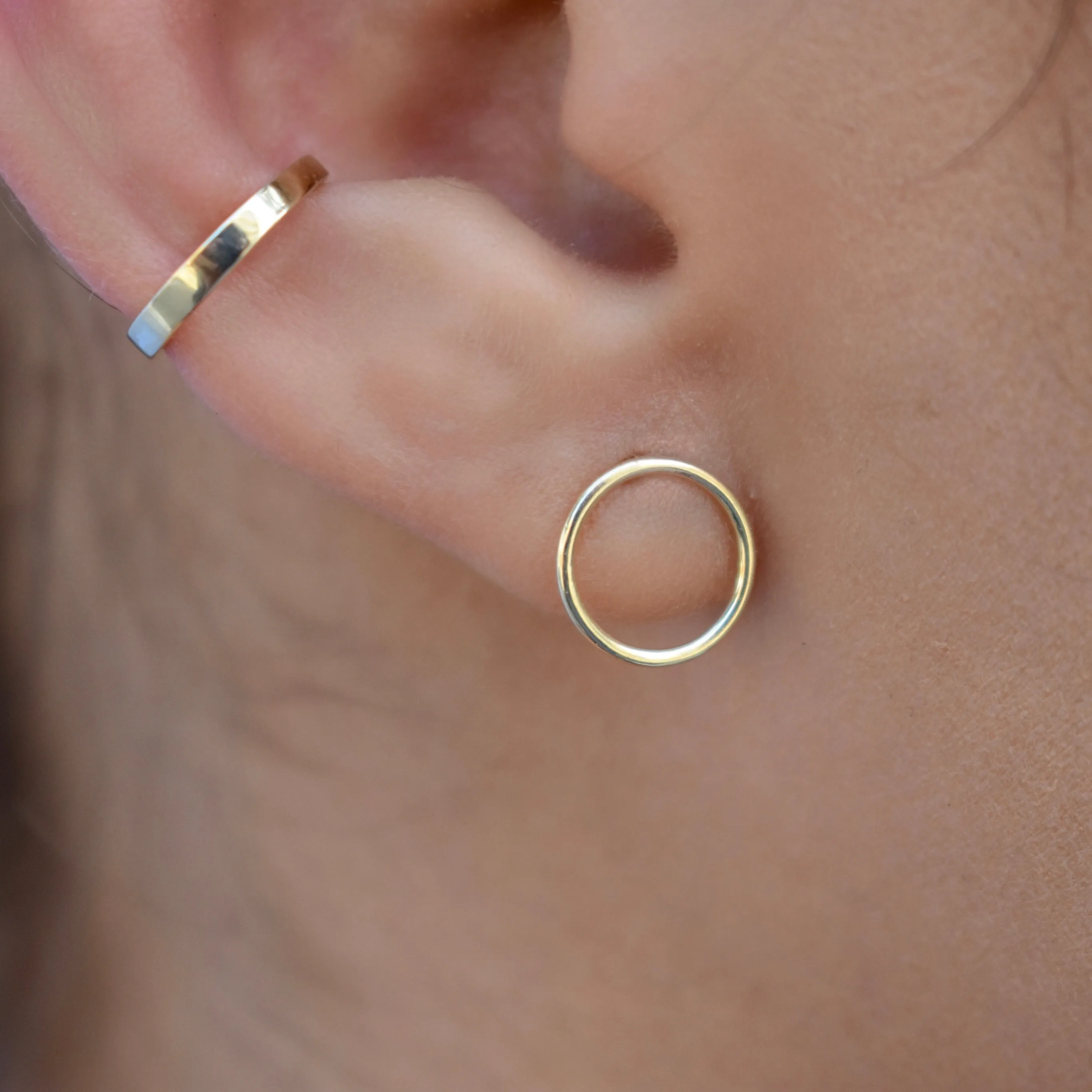 10k Solid Gold Circle Outline Studs