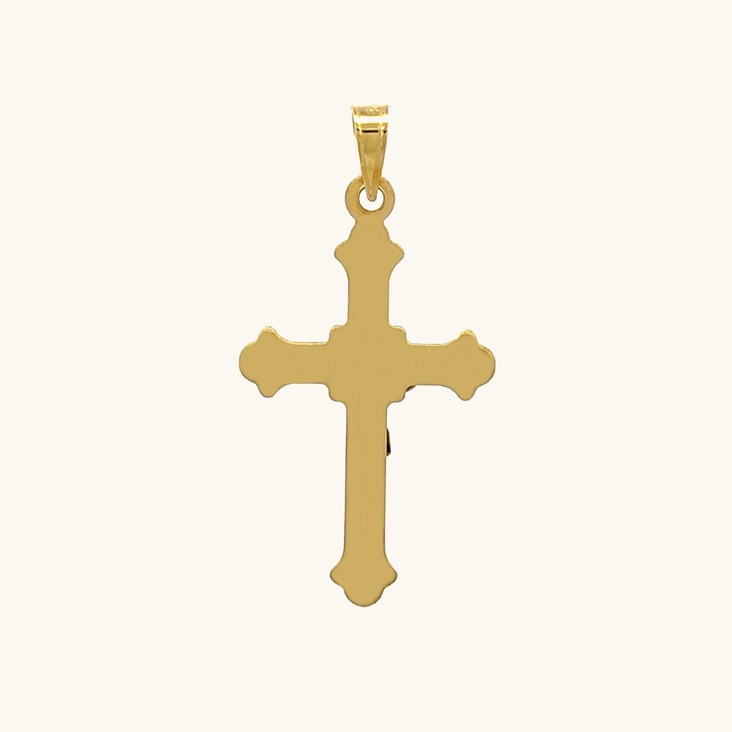 14K GOLD BUDDED EDGE INRI CRUCIFIX PENDANT