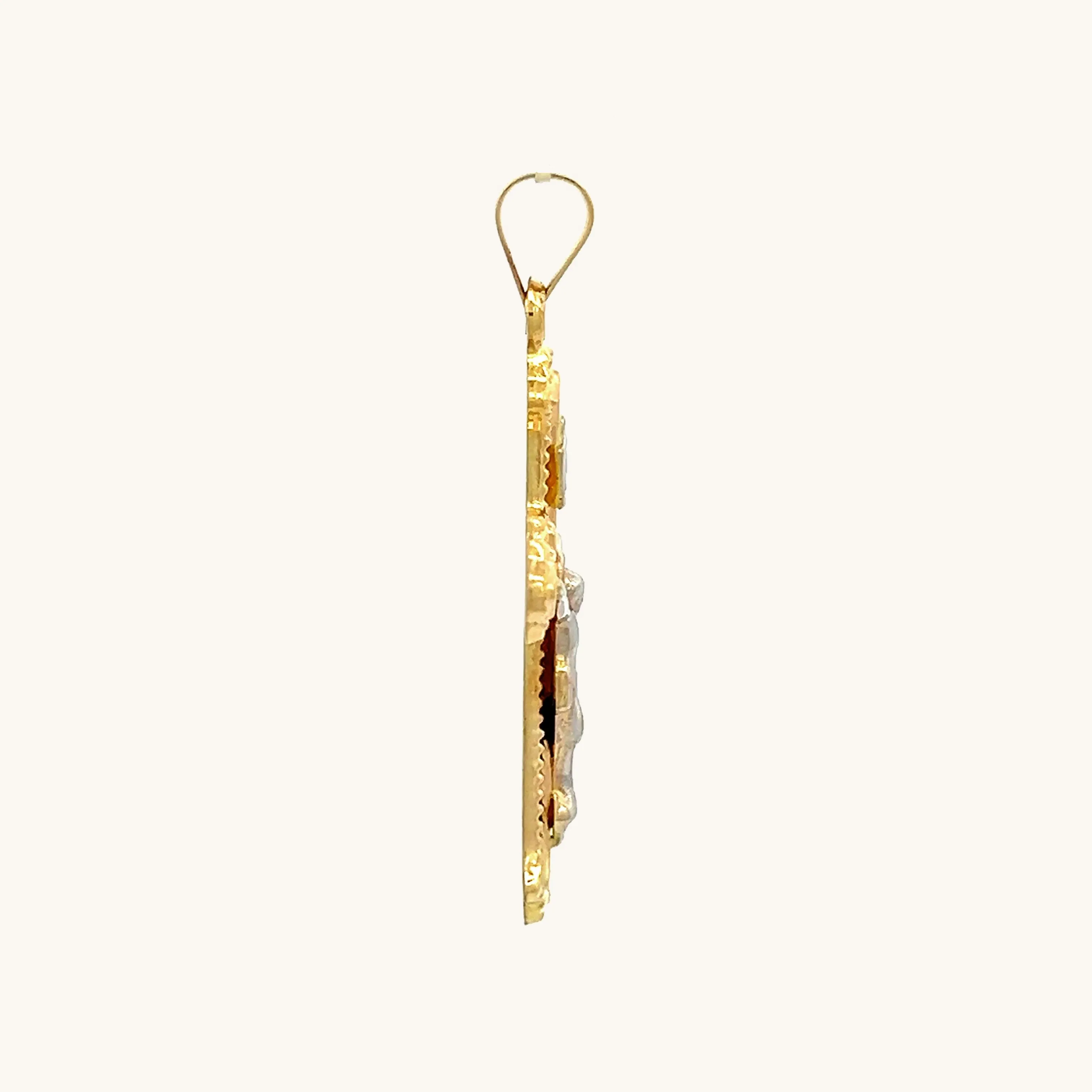 14K GOLD BUDDED EDGE INRI CRUCIFIX PENDANT