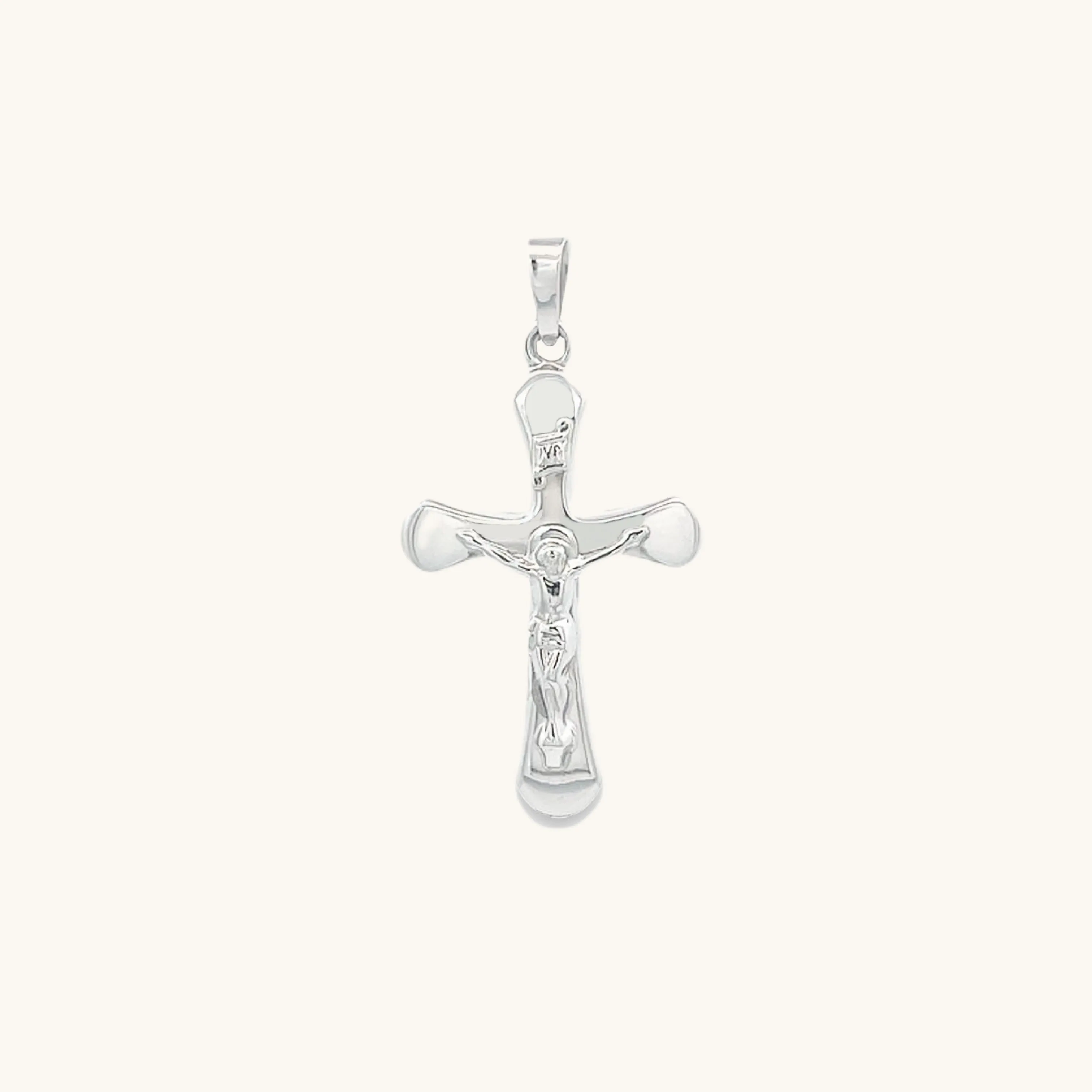 14K GOLD ROUNDED INRI CRUCIFIX PENDANT