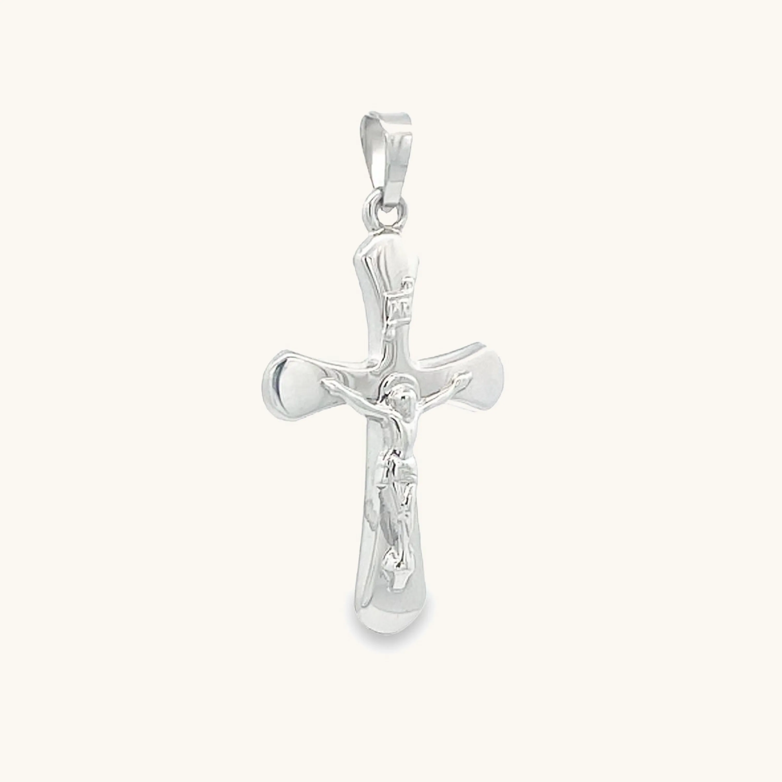 14K GOLD ROUNDED INRI CRUCIFIX PENDANT