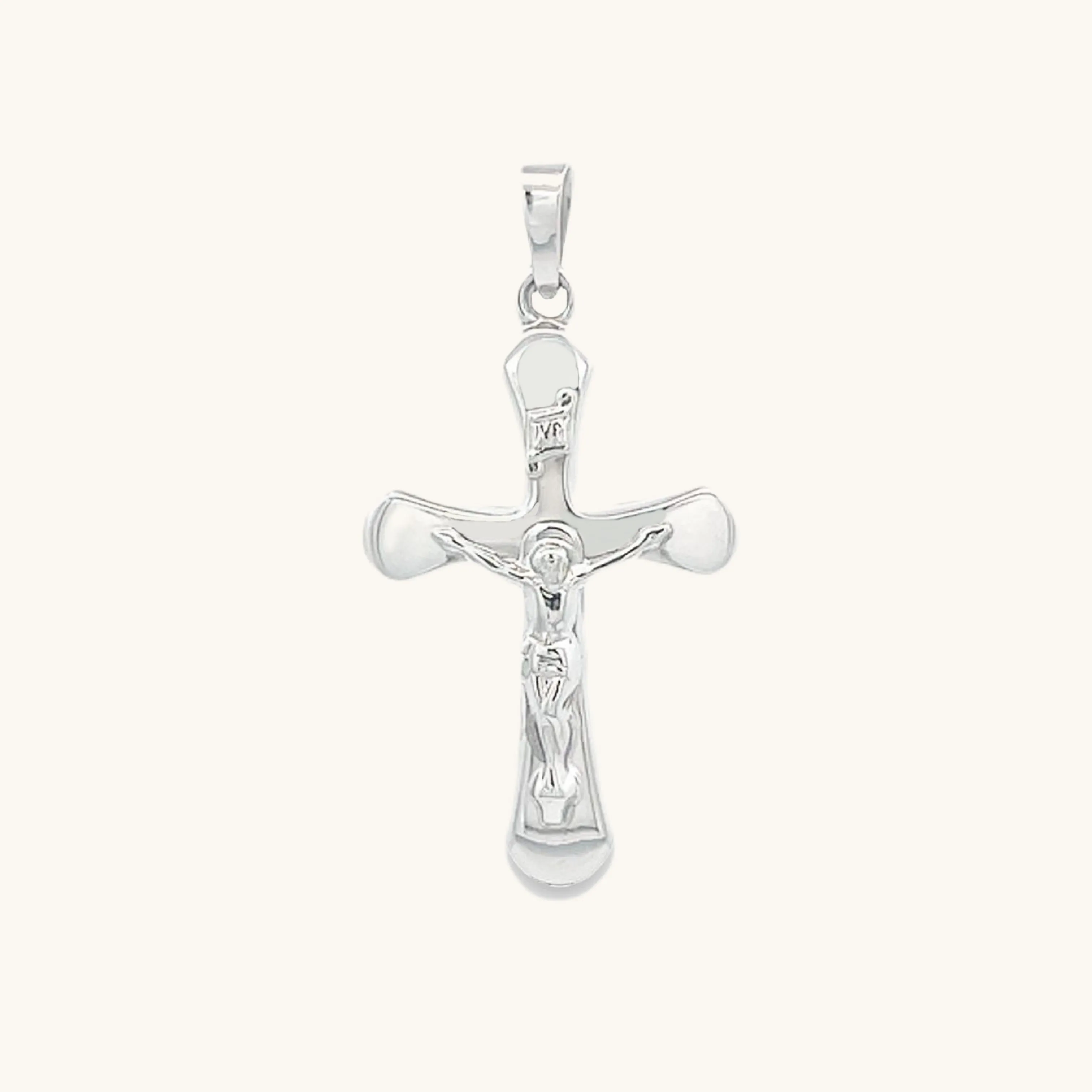 14K GOLD ROUNDED INRI CRUCIFIX PENDANT