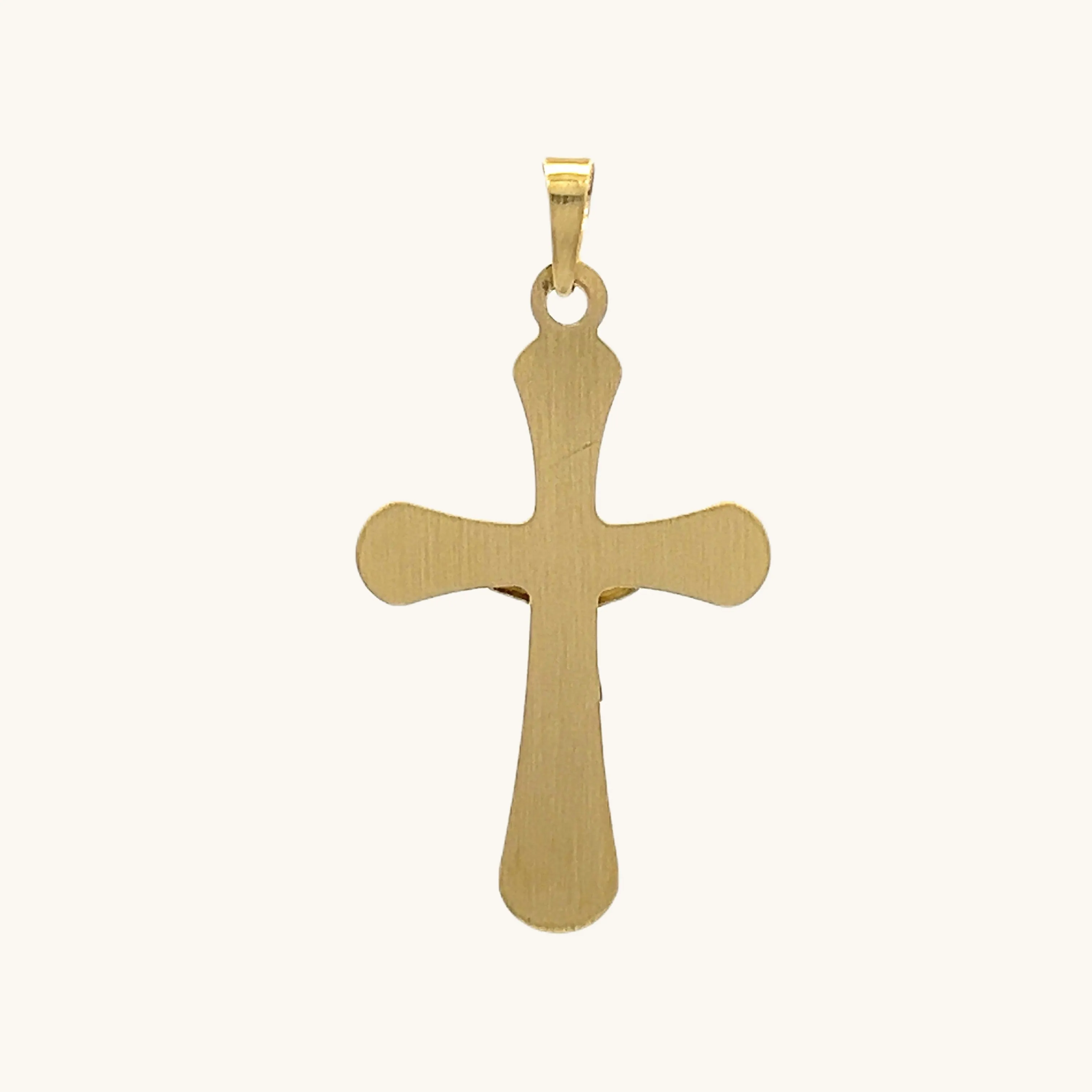 14K GOLD ROUNDED INRI CRUCIFIX PENDANT