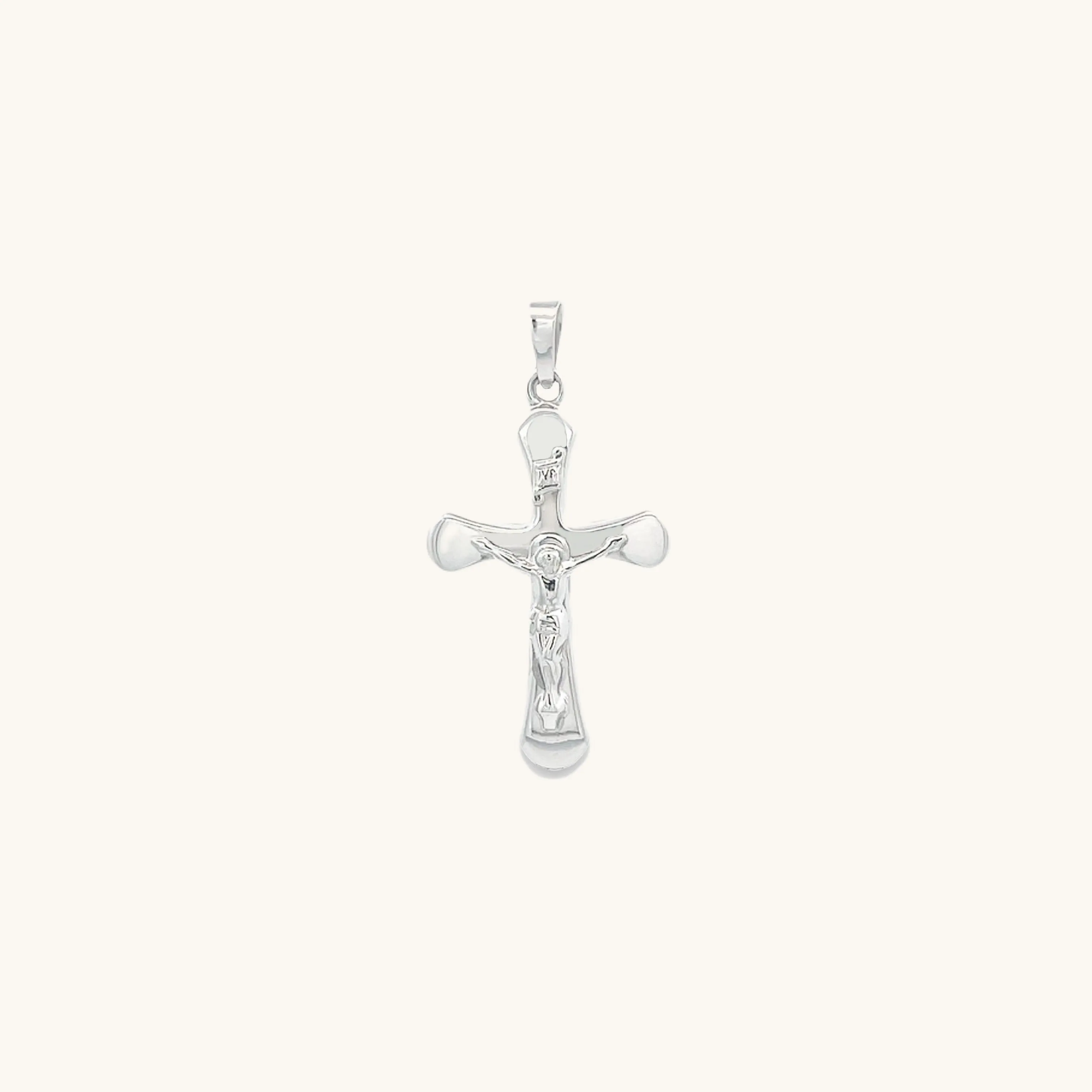 14K GOLD ROUNDED INRI CRUCIFIX PENDANT
