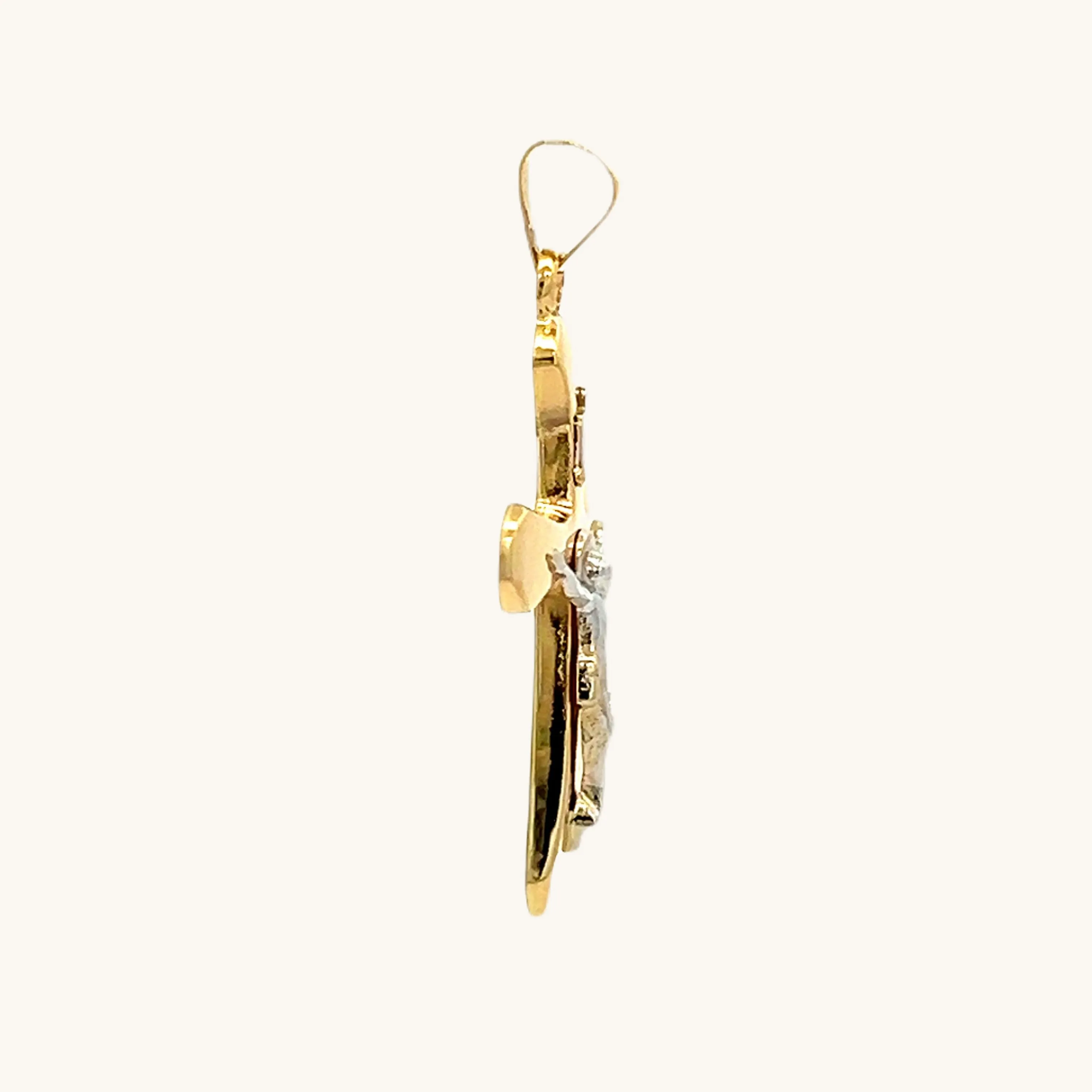 14K GOLD ROUNDED INRI CRUCIFIX PENDANT