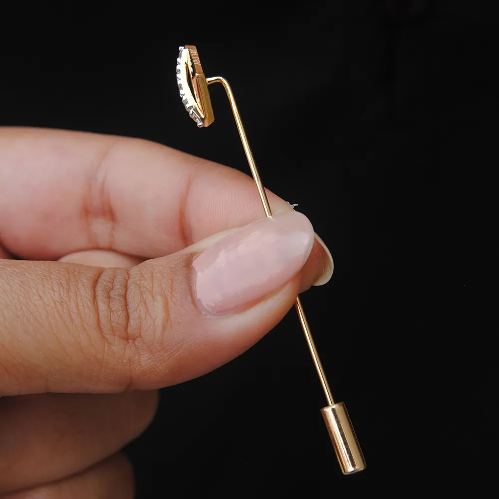 14K Gold Square & Diamond Lapel Stick Pin for Men