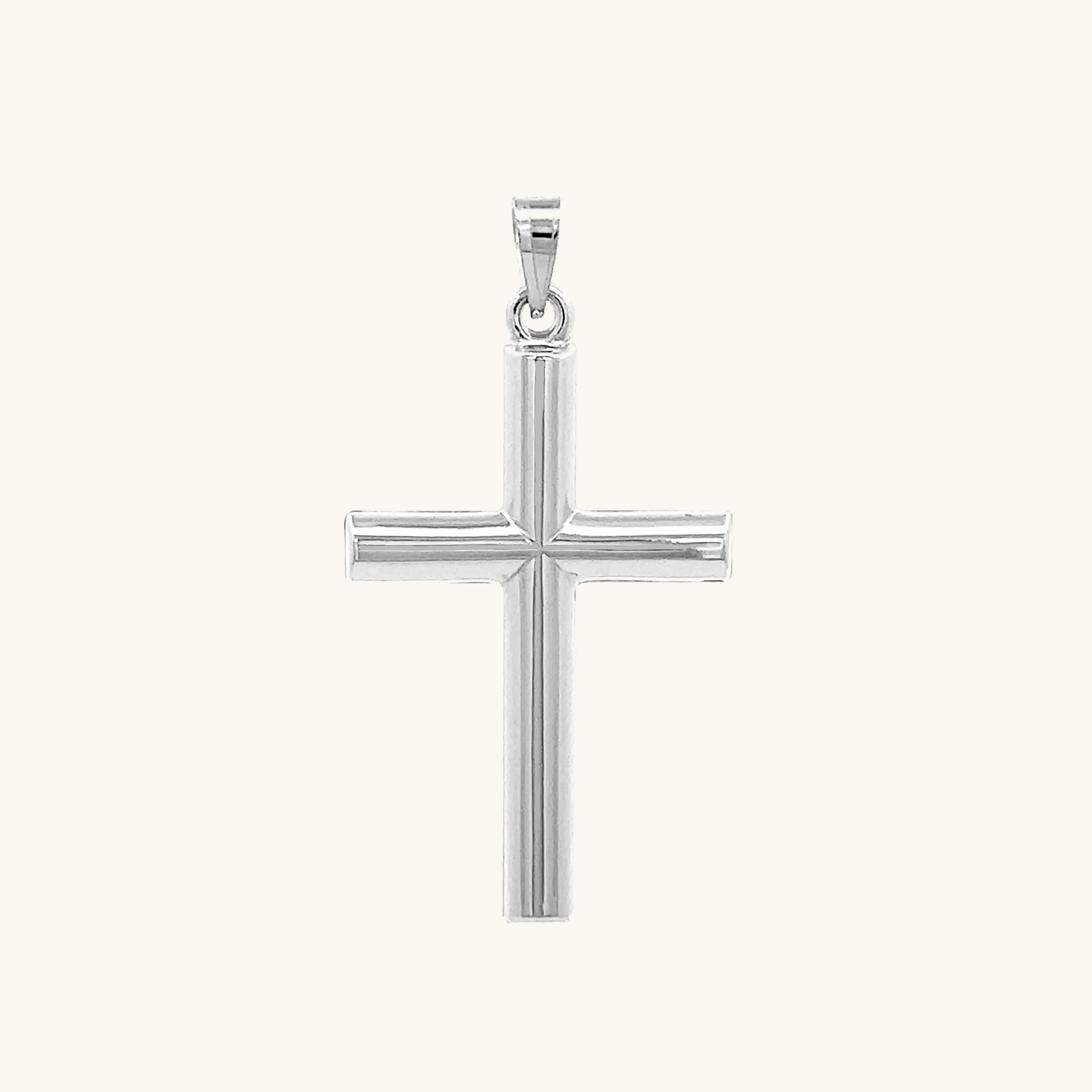14K GOLD TUBE CROSS PENDANT