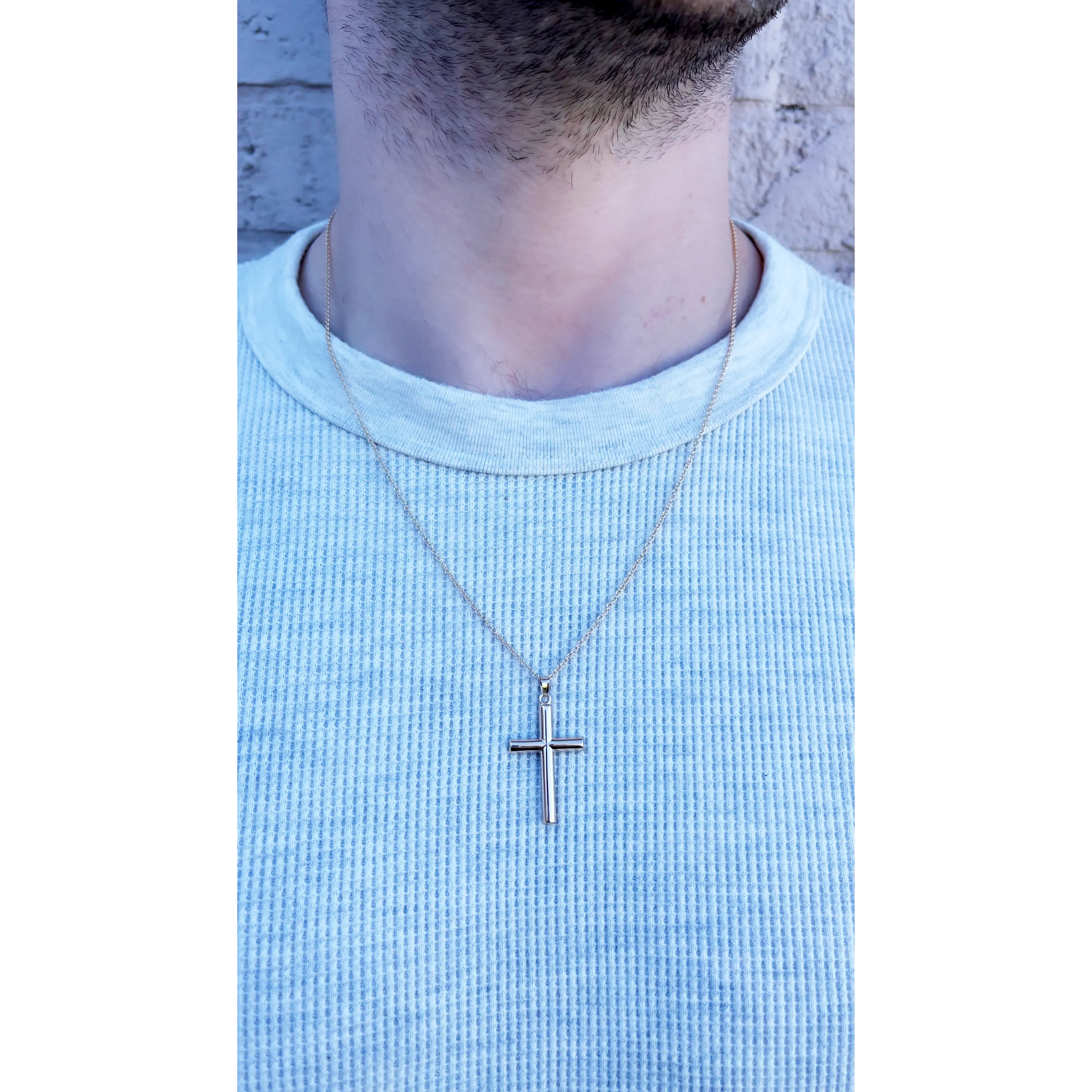 14K GOLD TUBE CROSS PENDANT
