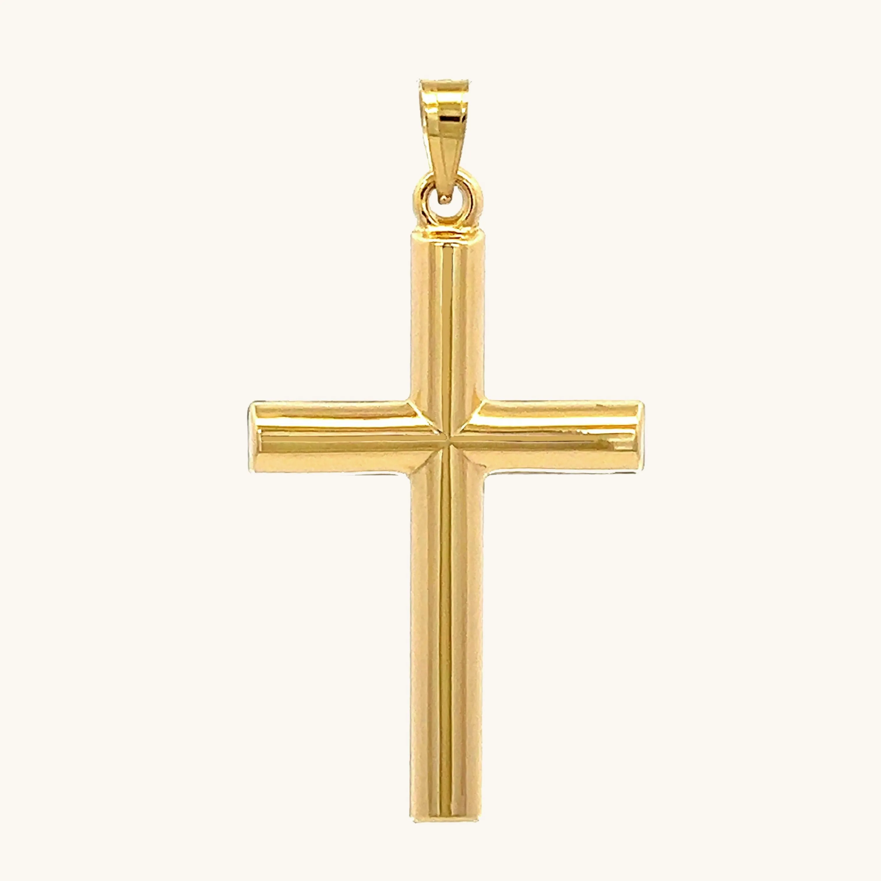 14K GOLD TUBE CROSS PENDANT