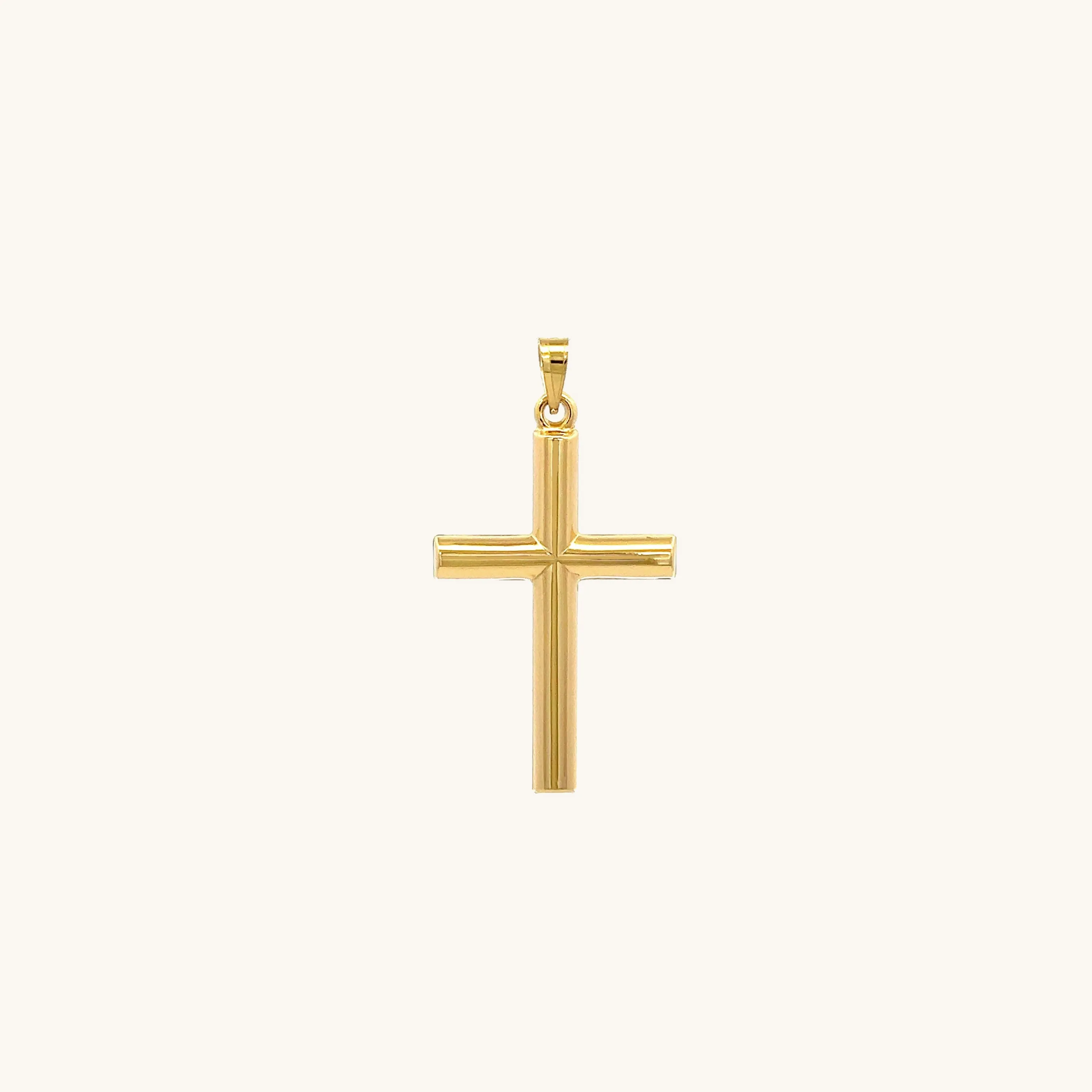 14K GOLD TUBE CROSS PENDANT