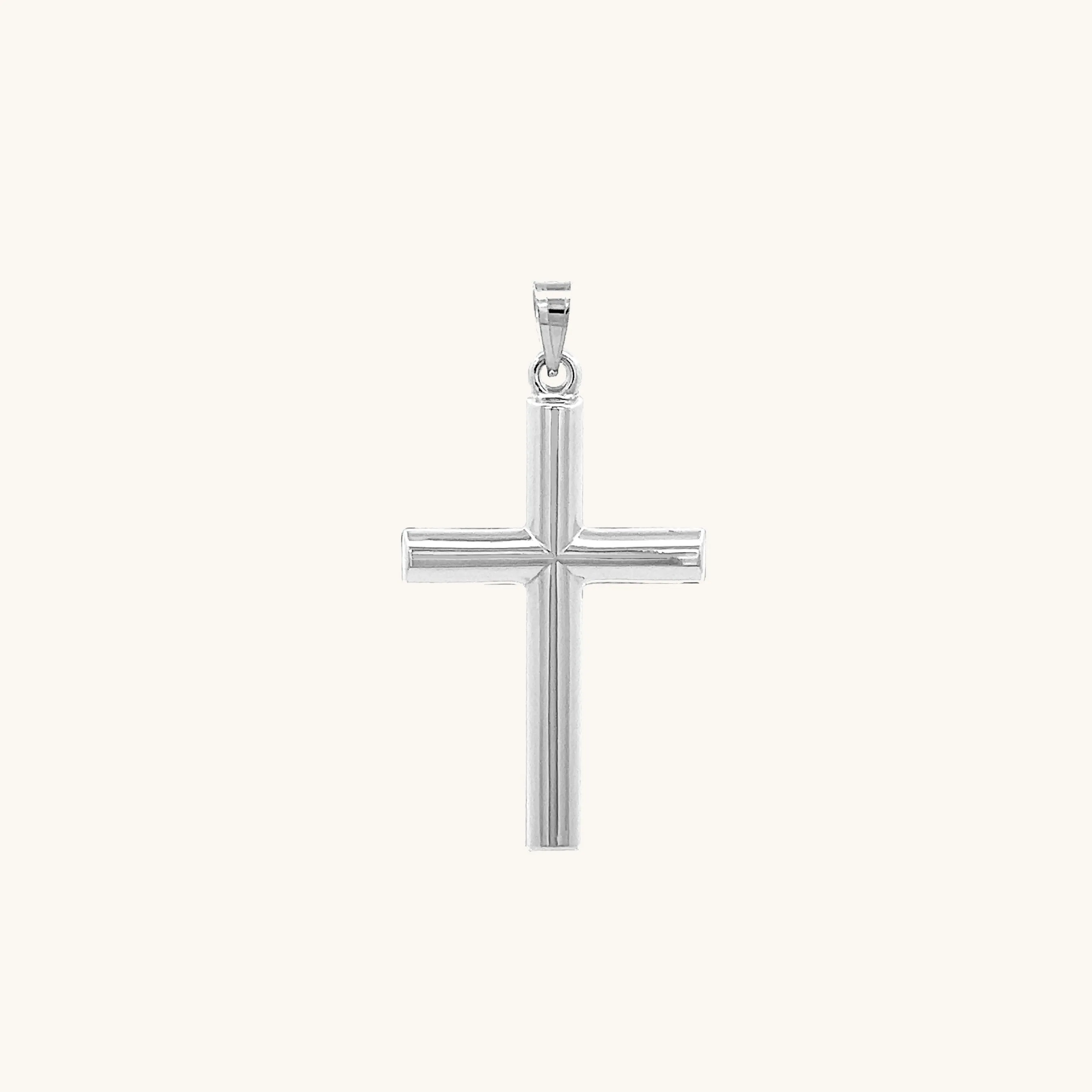 14K GOLD TUBE CROSS PENDANT