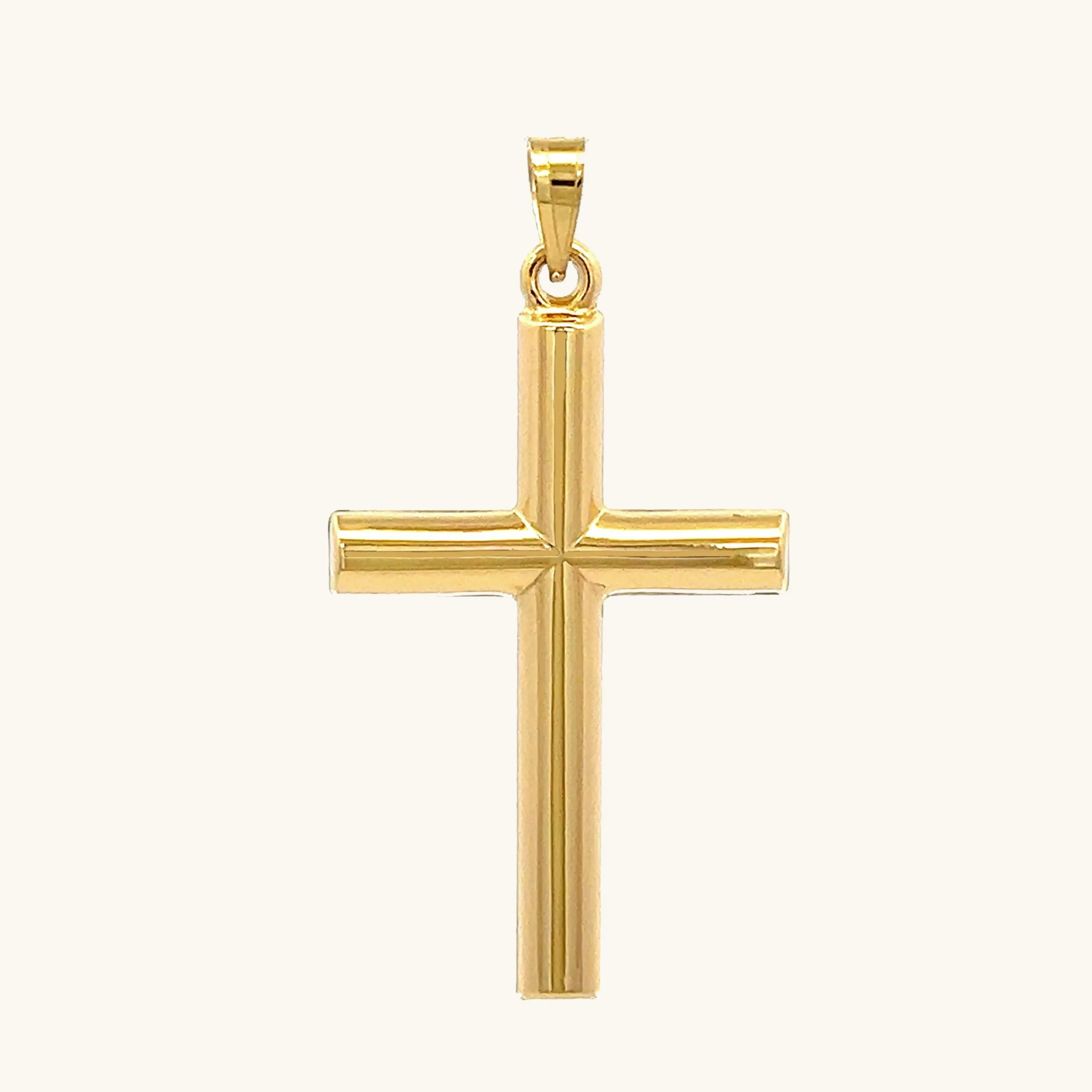 14K GOLD TUBE CROSS PENDANT