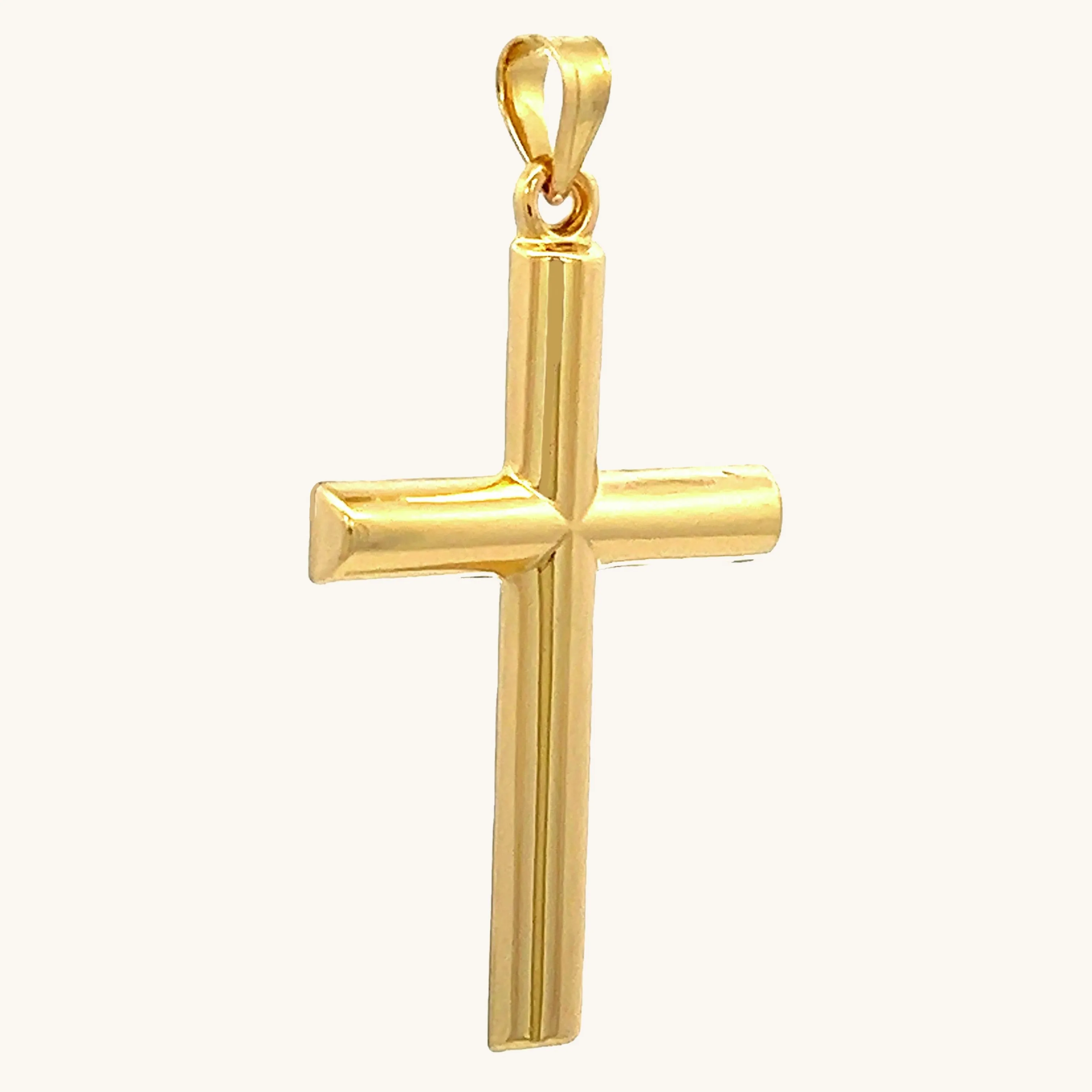 14K GOLD TUBE CROSS PENDANT