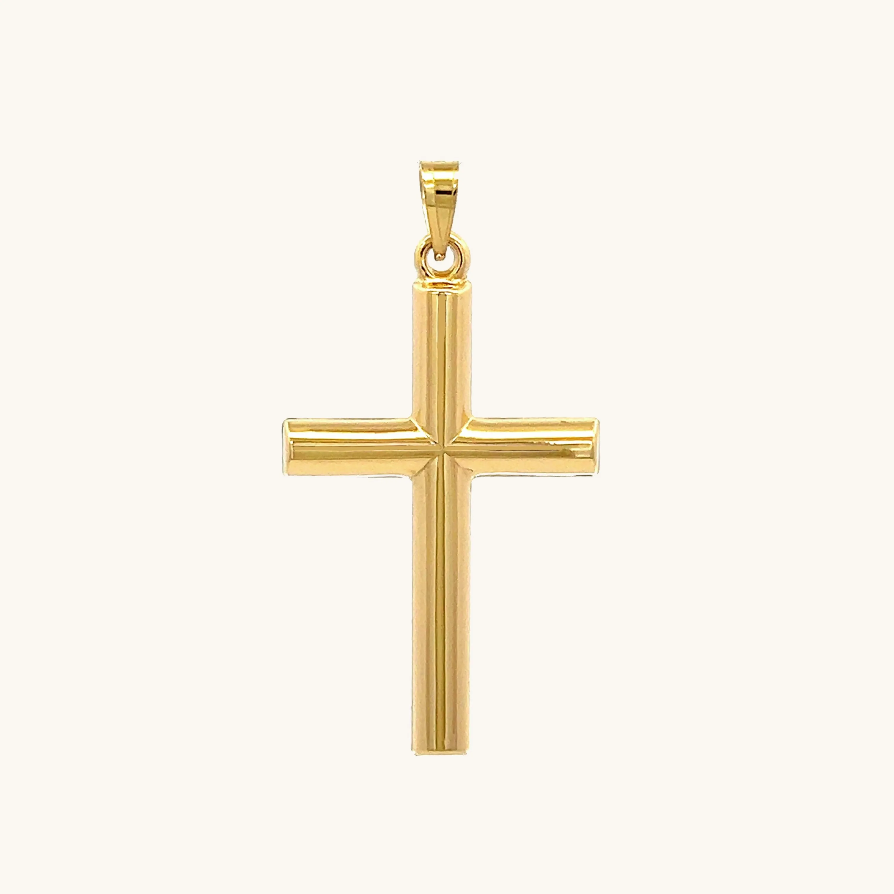14K GOLD TUBE CROSS PENDANT