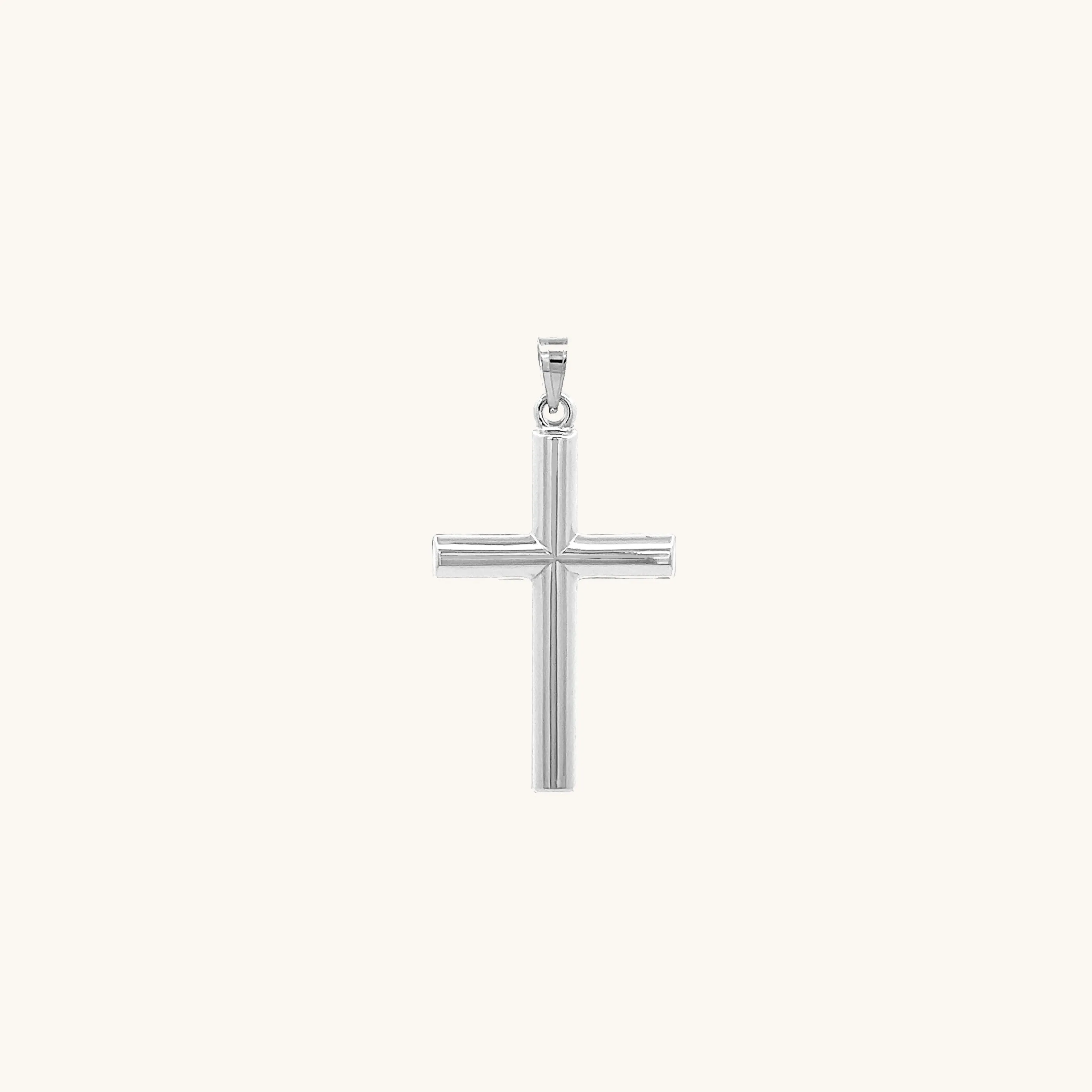 14K GOLD TUBE CROSS PENDANT