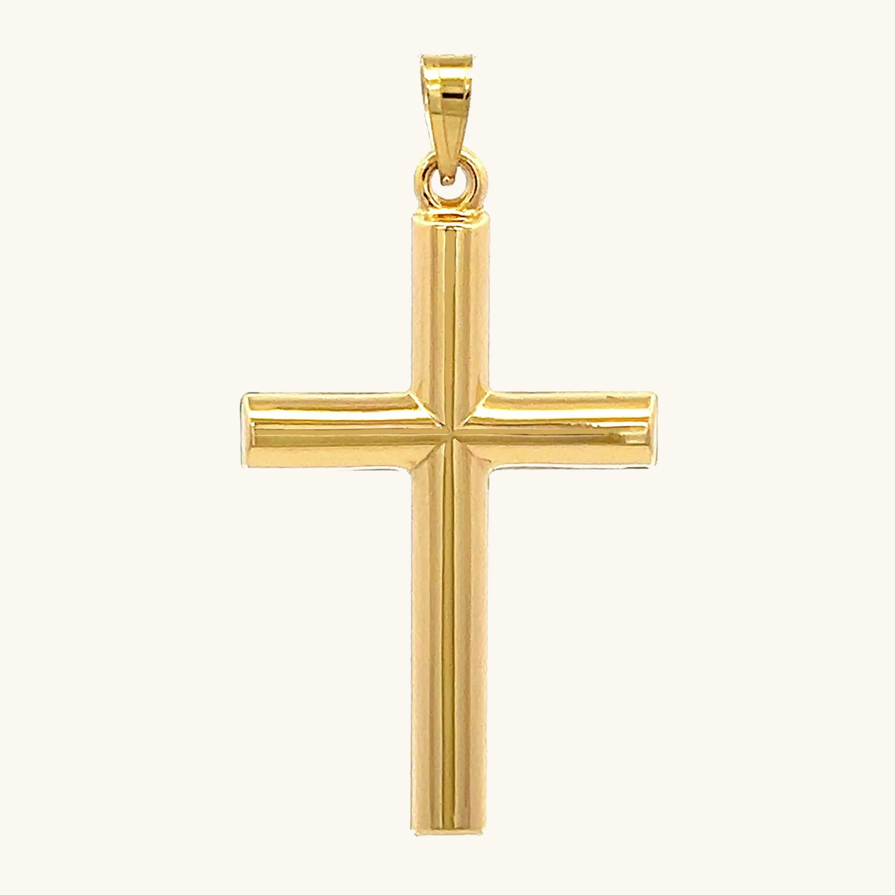 14K GOLD TUBE CROSS PENDANT