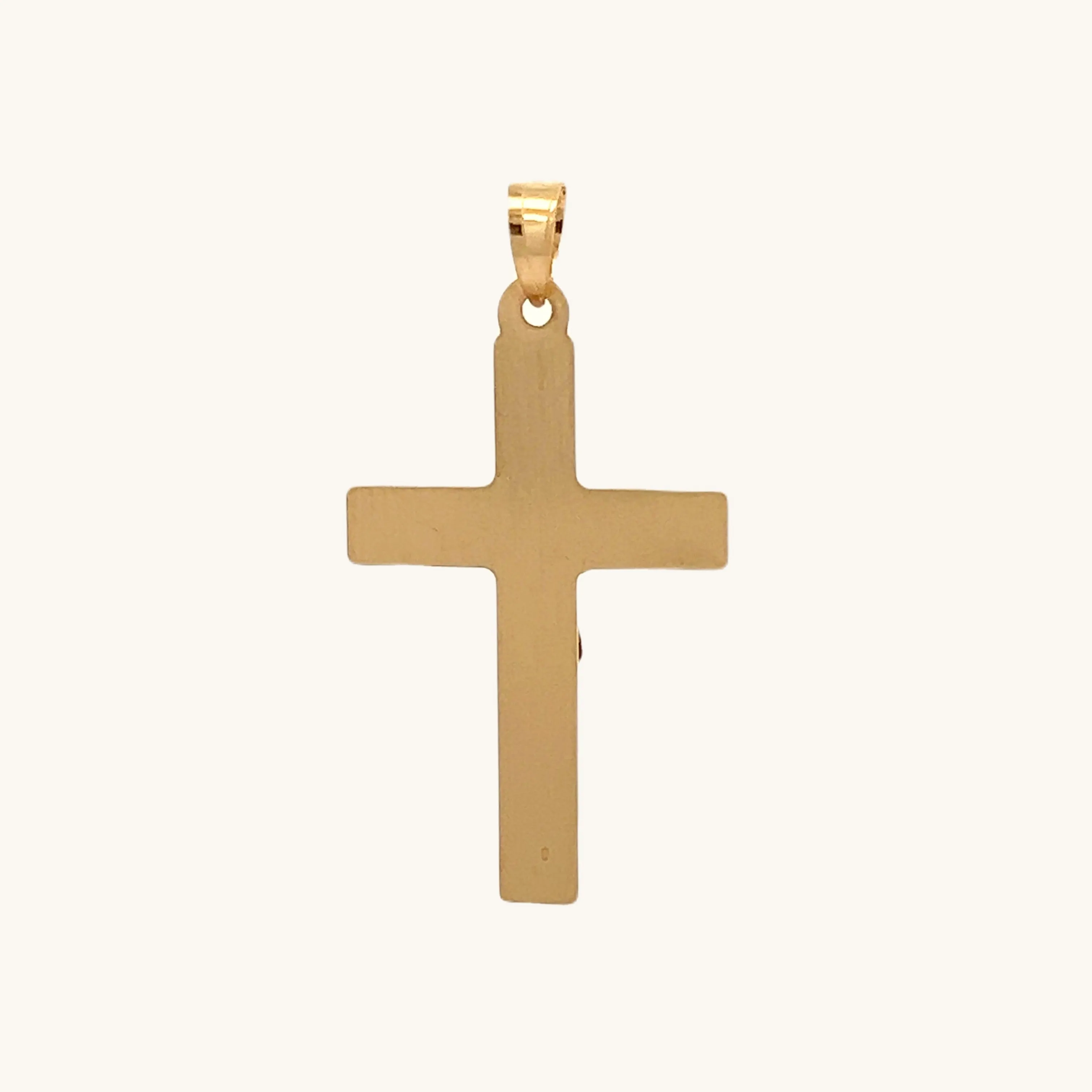 14K TWO TONE GOLD PLAIN POLISHED INRI CRUCIFIX PENDANT