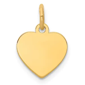 14k Yellow Gold Plain .013 Gauge Engravable Heart Disc Charm