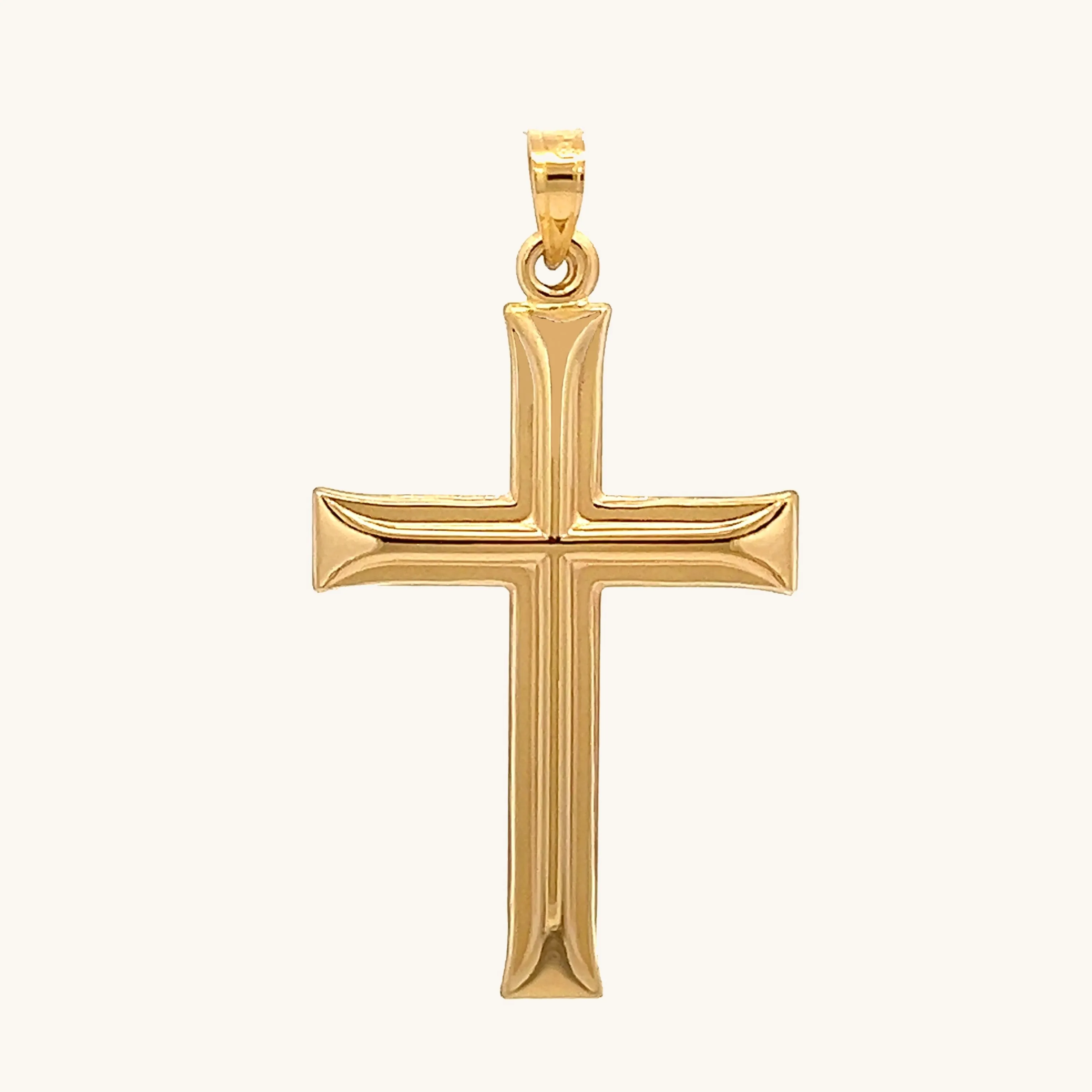 14K YELLOW GOLD PUFFED CROSS DESIGN PENDANT
