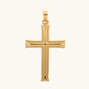 14K YELLOW GOLD PUFFED CROSS DESIGN PENDANT