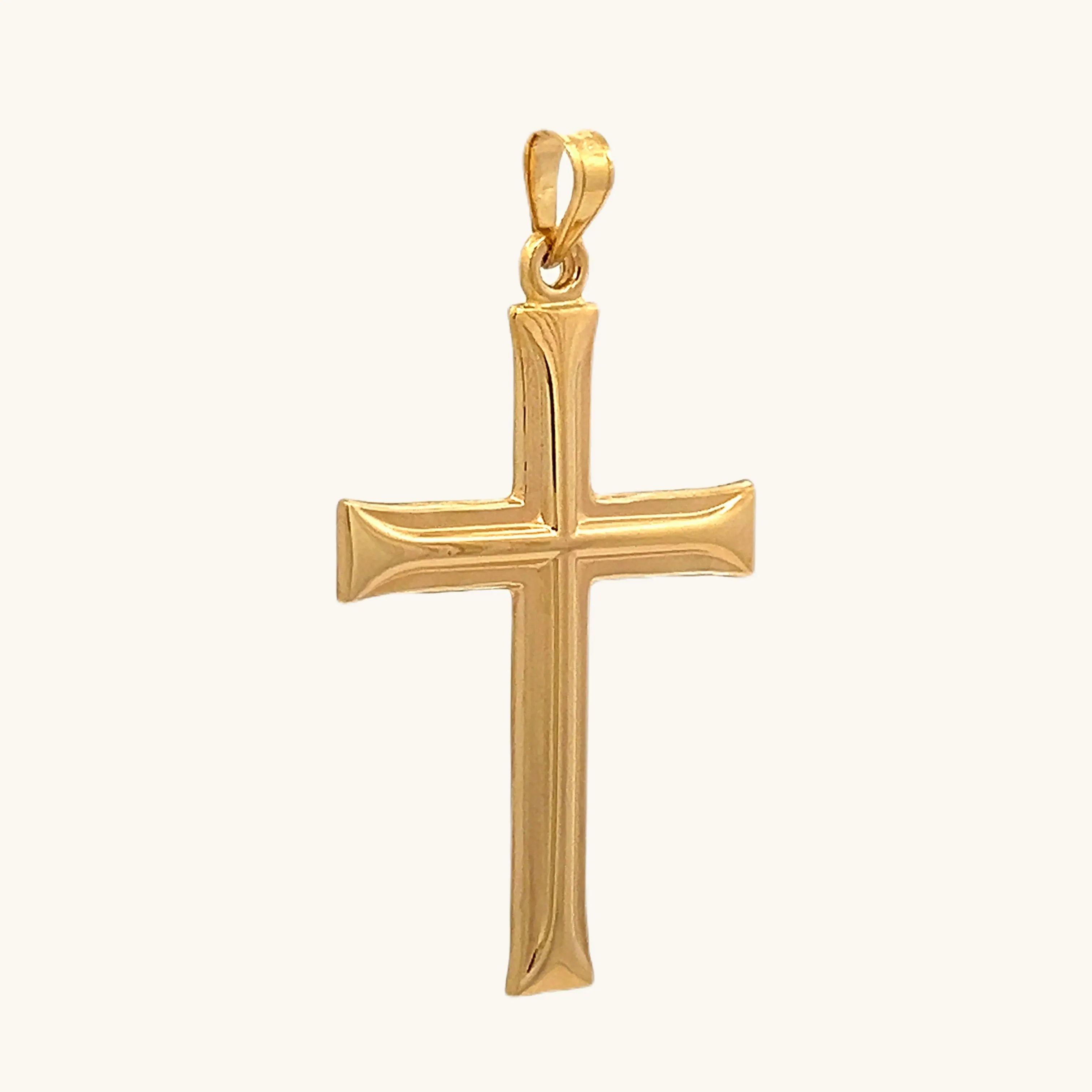 14K YELLOW GOLD PUFFED CROSS DESIGN PENDANT