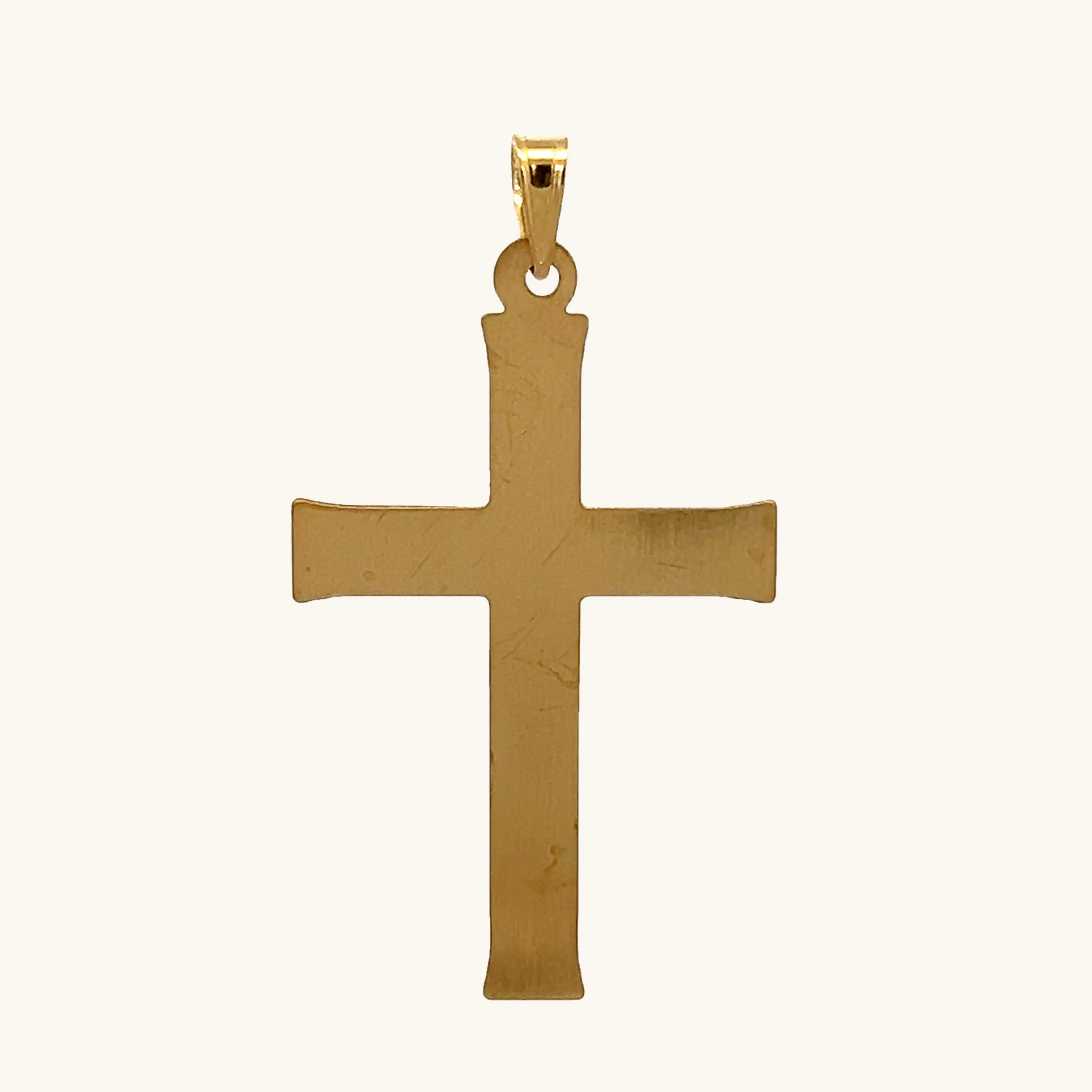 14K YELLOW GOLD PUFFED CROSS DESIGN PENDANT