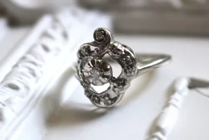 14kt Tourbillon White Gold and Diamond Vintage Ring