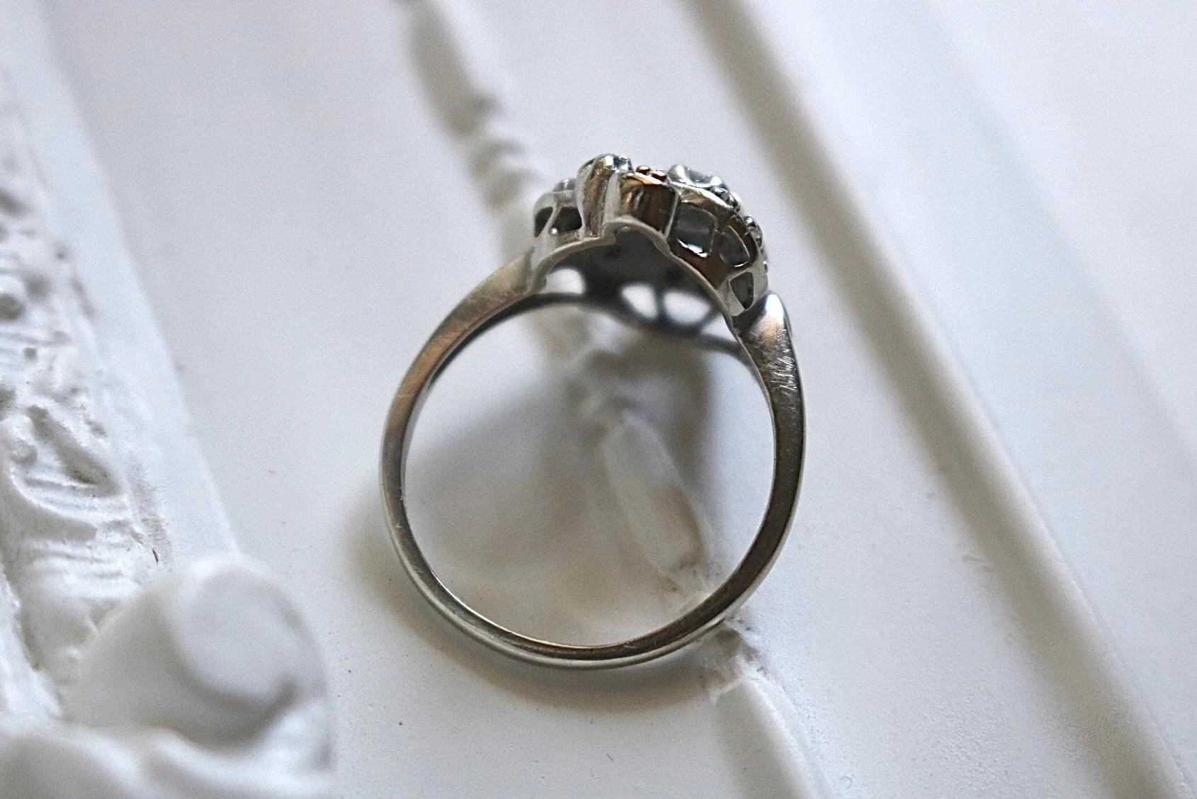 14kt Tourbillon White Gold and Diamond Vintage Ring