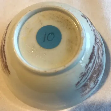 18th Century Worcester Porcelain Red Transfer Printed Teabowl.