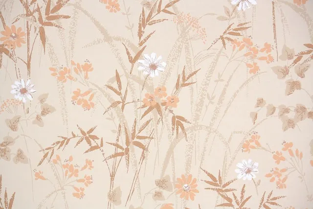 1960s Floral Vintage Wallpaper
