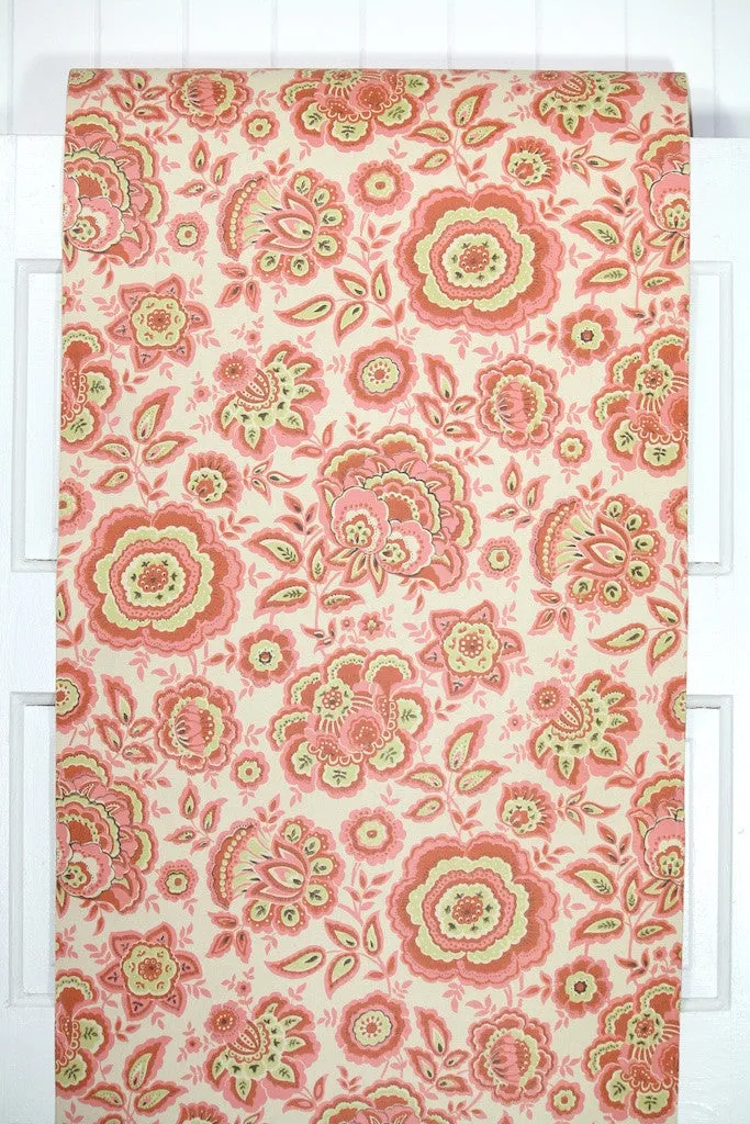 1960s Floral Vintage Wallpaper