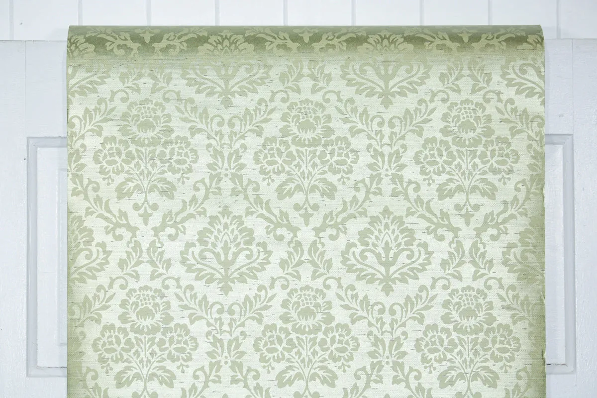 1970s Floral Damask Vintage Wallpaper