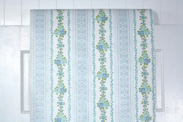 1970s Floral Stripe Vintage Wallpaper
