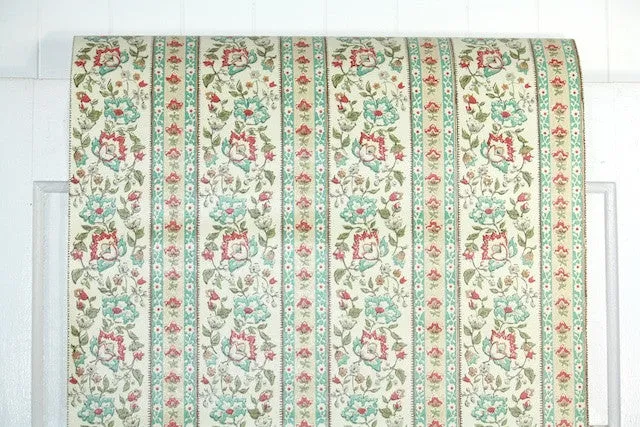 1970s Floral Stripe Vintage Wallpaper