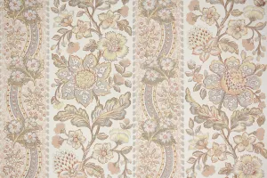 1970s Floral Stripe Vintage Wallpaper