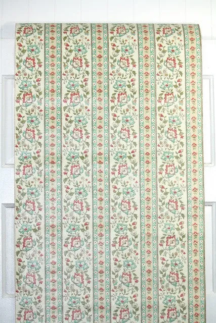 1970s Floral Stripe Vintage Wallpaper