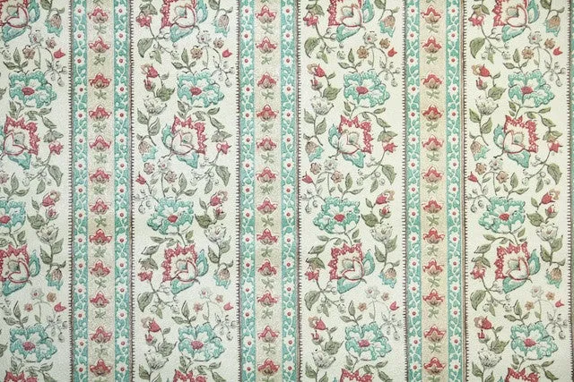 1970s Floral Stripe Vintage Wallpaper