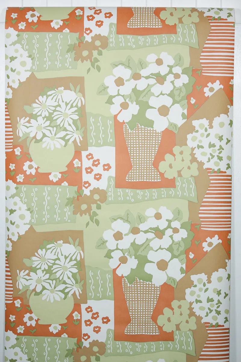 1970s Floral Vintage Wallpaper