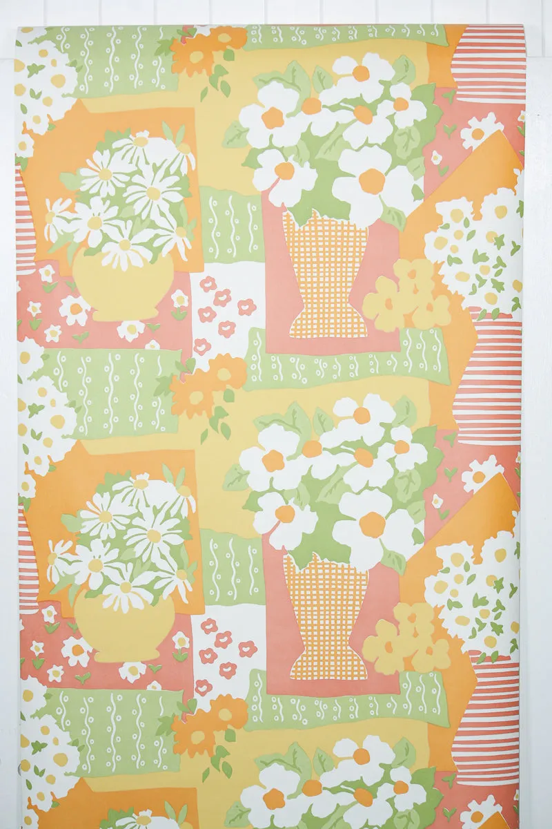 1970s Floral Vintage Wallpaper