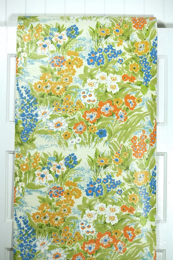 1970s Floral Vintage Wallpaper