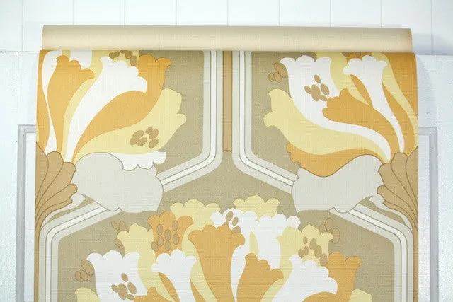 1970s Floral Vintage Wallpaper