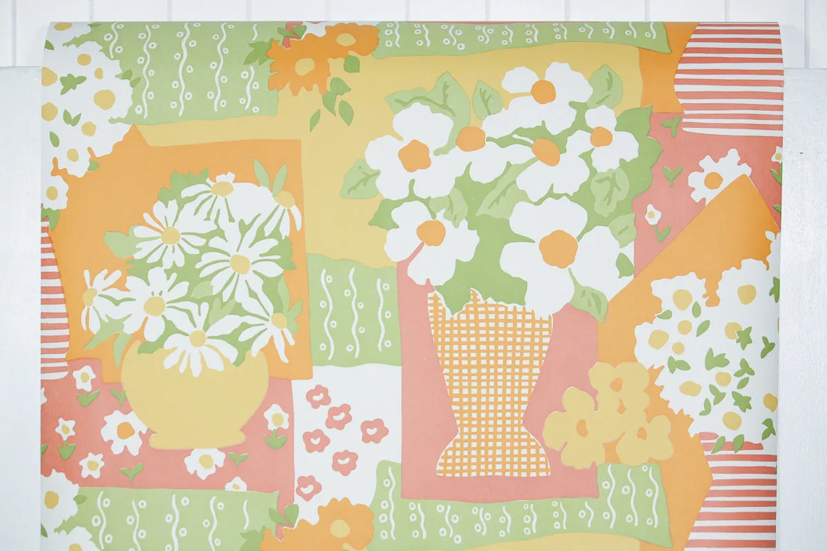 1970s Floral Vintage Wallpaper