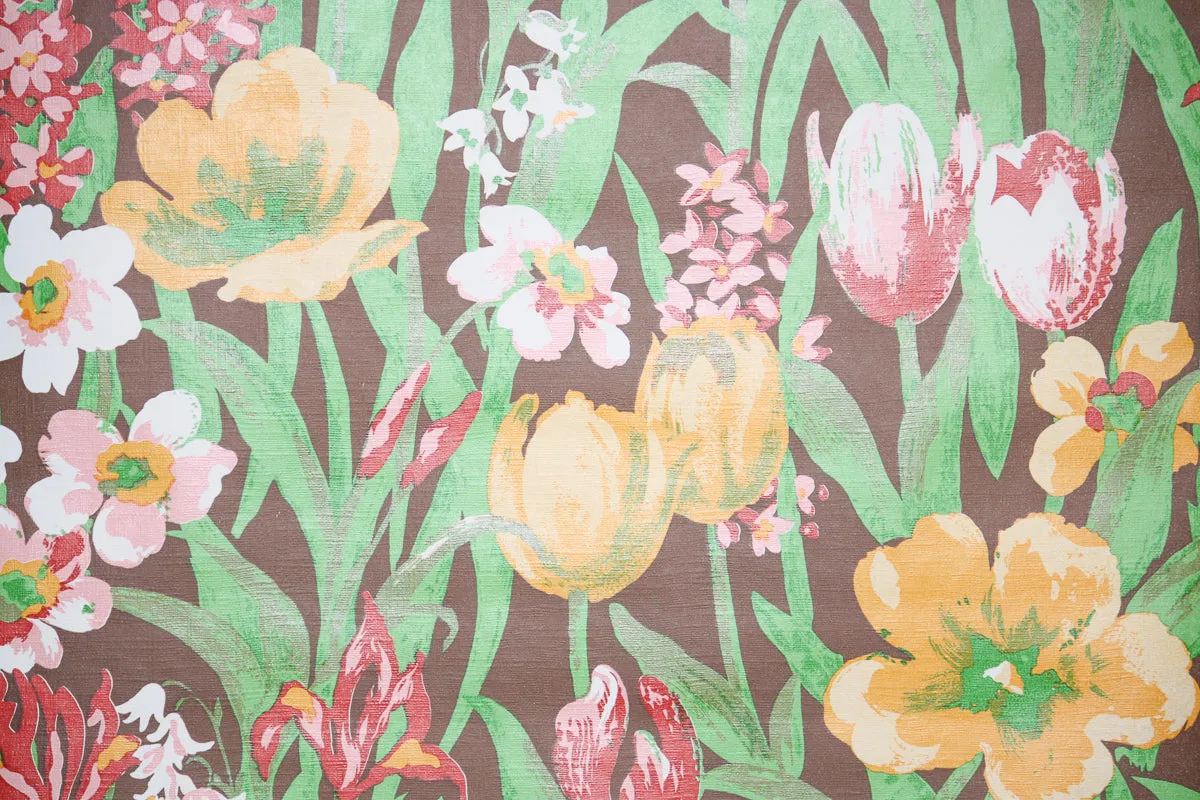 1970s Floral Vintage Wallpaper
