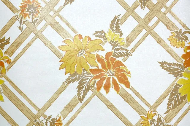 1970s Floral Vintage Wallpaper