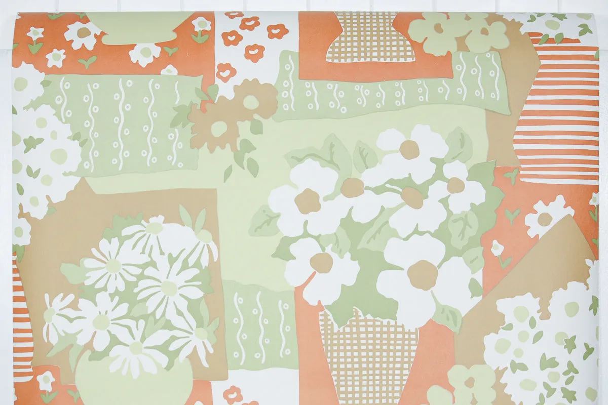 1970s Floral Vintage Wallpaper