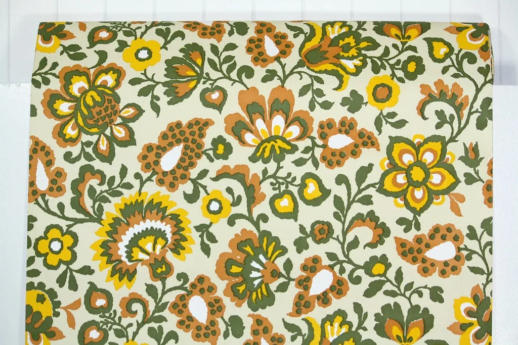 1970s Floral Vinyl Vintage Wallpaper