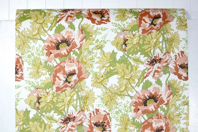 1970s Floral Vinyl Vintage Wallpaper