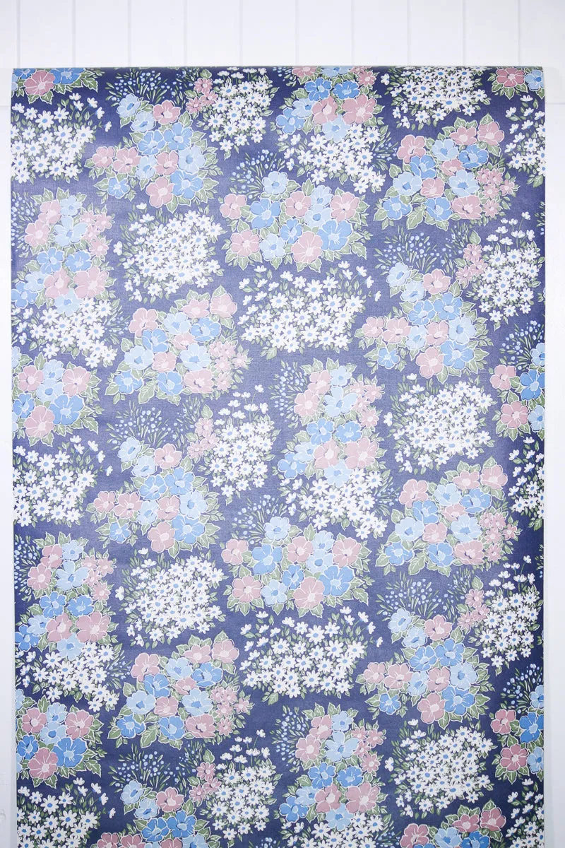 1970s Floral Vinyl Vintage Wallpaper