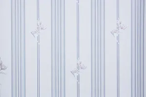 1980s | 1990s Floral Stripe Vintage Wallpaper